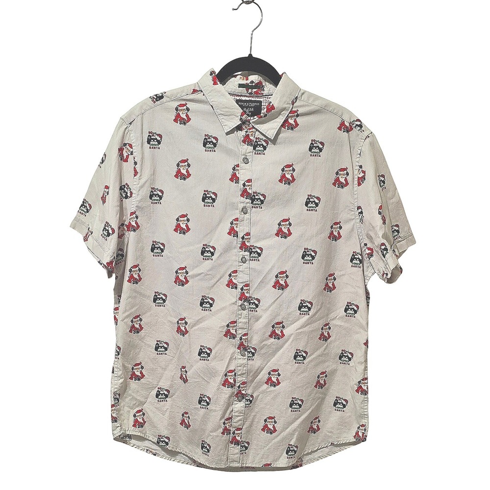 Denim & Flower‎ Ricky Singh Sleigh Bells Ring Gamer Santa Button Up Shirt XL